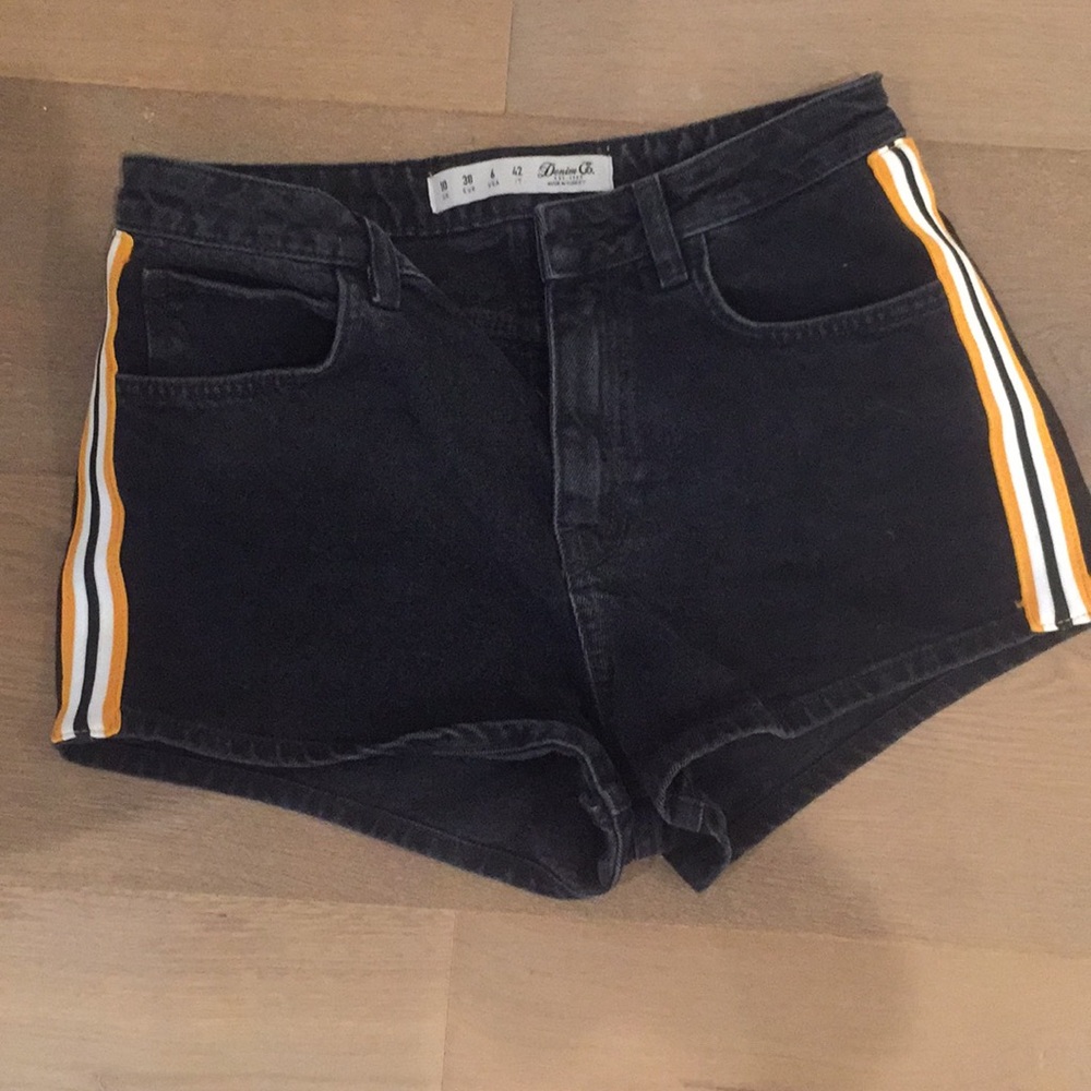 High rise black jean shorts